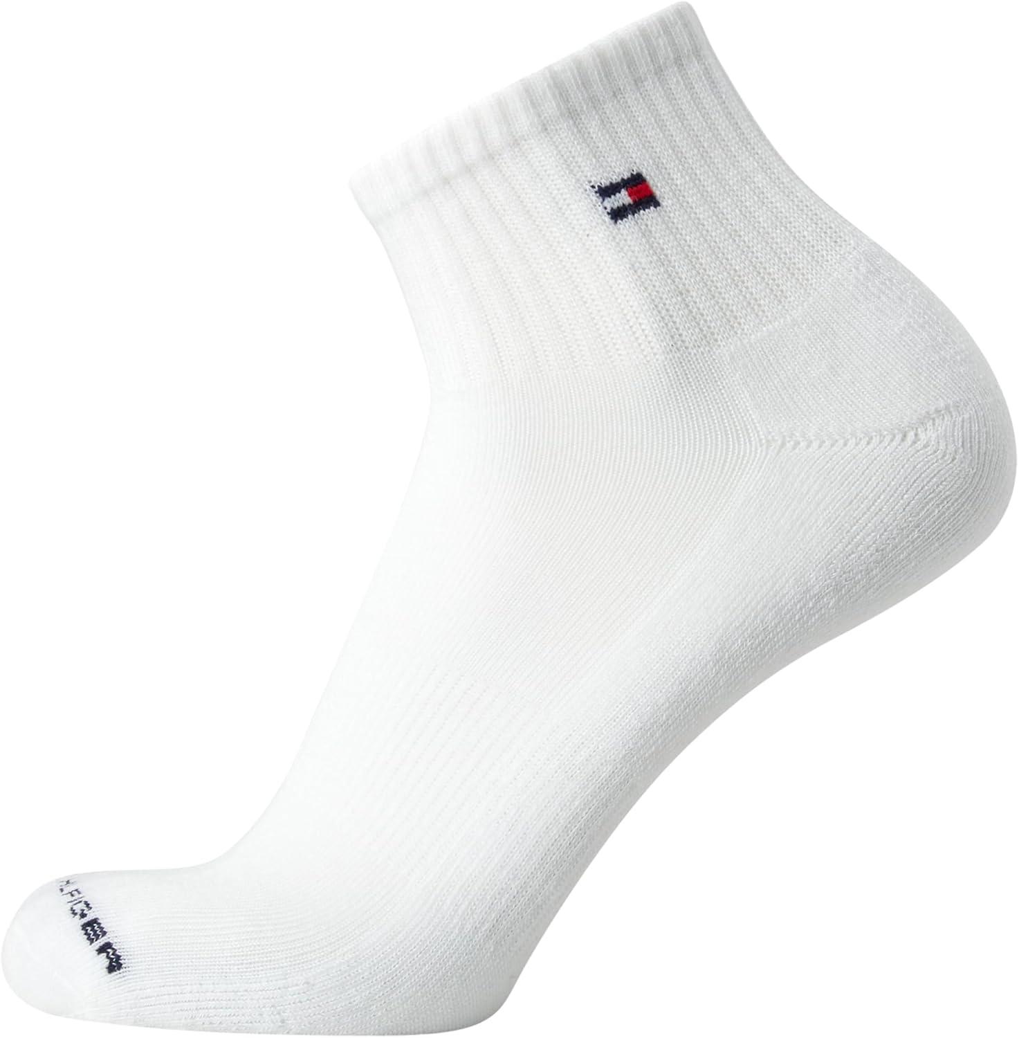 imageTommy Hilfiger Mens Quarter Socks 12 Pack Cotton Blend Athletic Performance Cushioned Ankle Socks for Men with Arch SupportNavy Multi