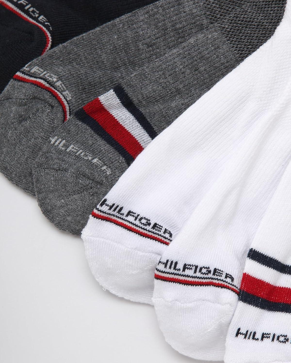 imageTommy Hilfiger Mens Quarter Socks 12 Pack Cotton Blend Athletic Performance Cushioned Ankle Socks for Men with Arch SupportWhite Multi
