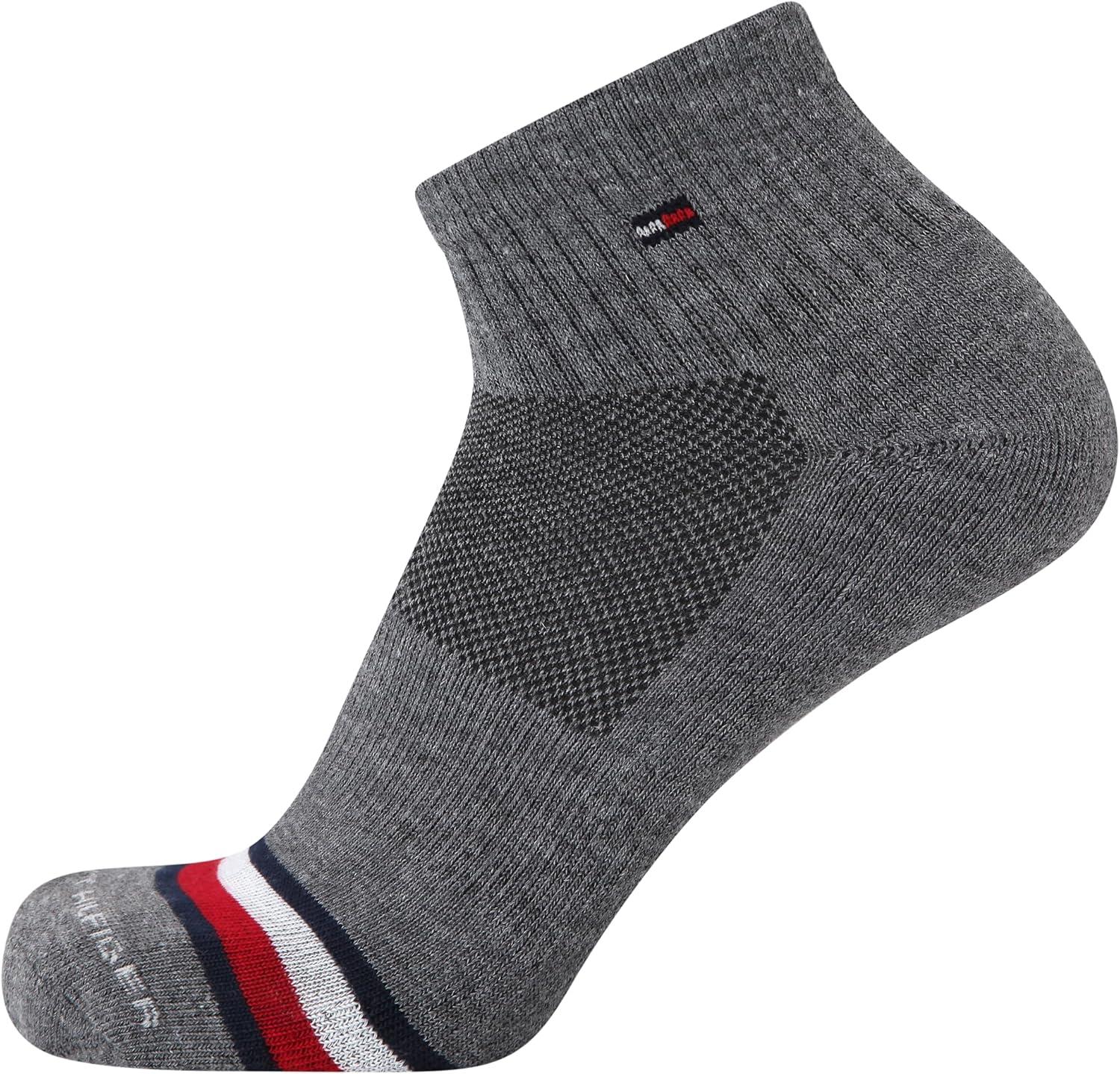 imageTommy Hilfiger Mens Quarter Socks 12 Pack Cotton Blend Athletic Performance Cushioned Ankle Socks for Men with Arch SupportWhite Multi