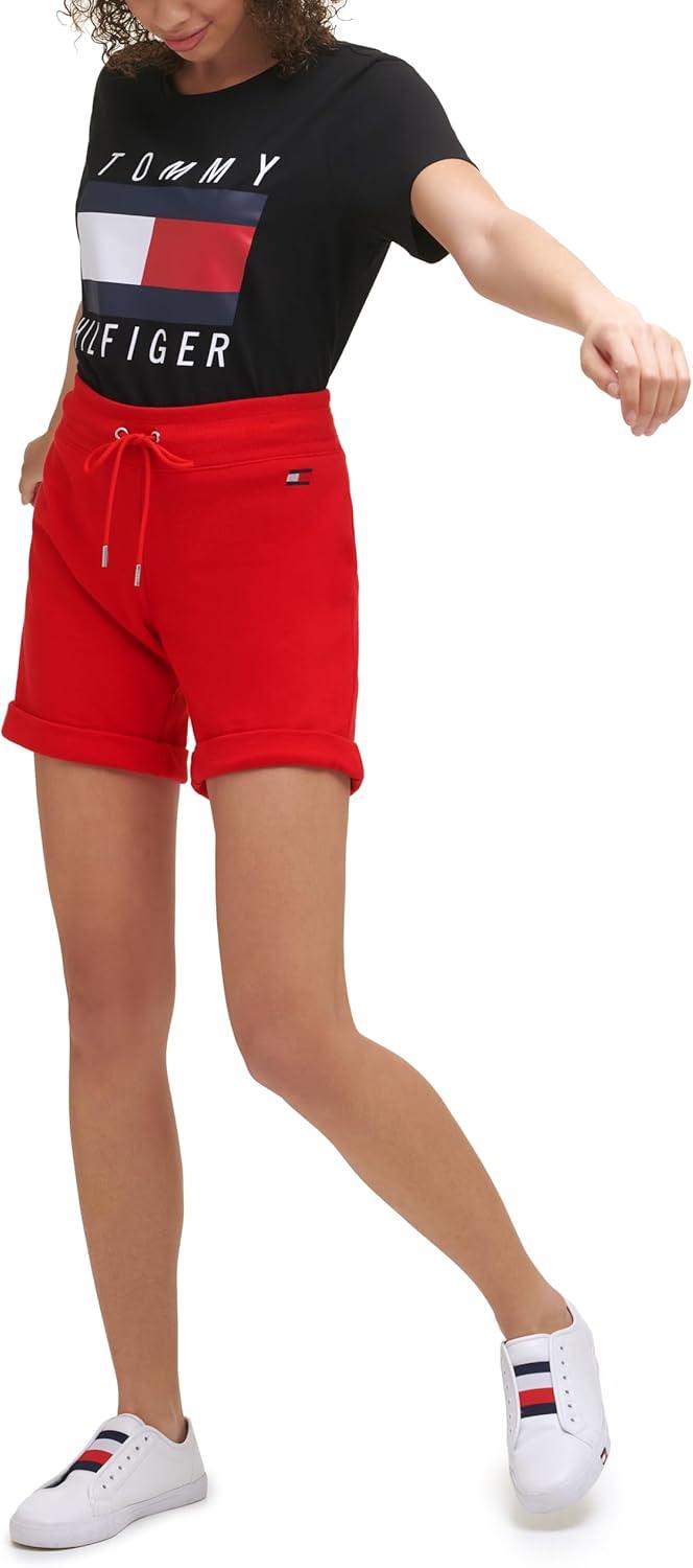 imageTommy Hilfiger Roll Tab Shorts with Embroidered FlagScarlet