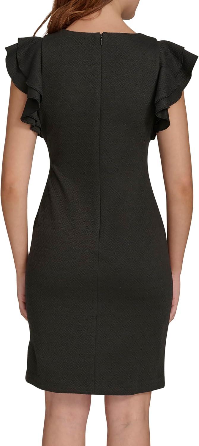 imageTommy Hilfiger Scuba Flutter Sleeve Sheath DressBlack