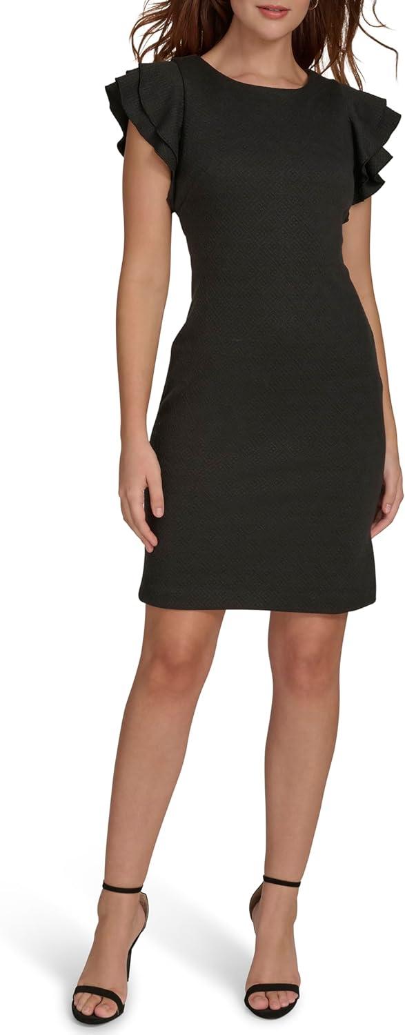 imageTommy Hilfiger Scuba Flutter Sleeve Sheath DressBlack