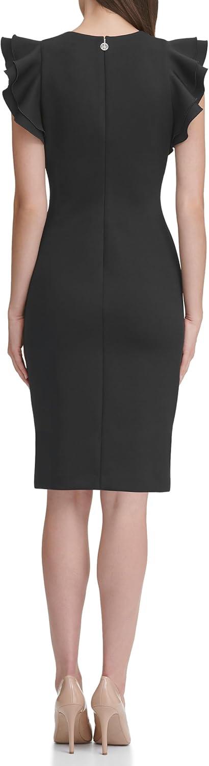 imageTommy Hilfiger Scuba Flutter Sleeve Sheath DressBlack Combo