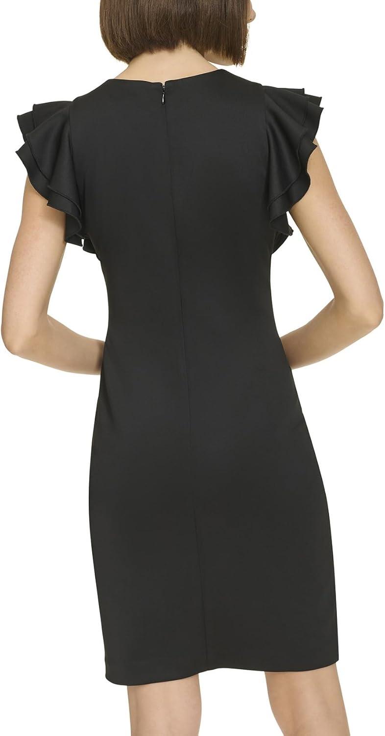 imageTommy Hilfiger Scuba Flutter Sleeve Sheath DressBlack Multi
