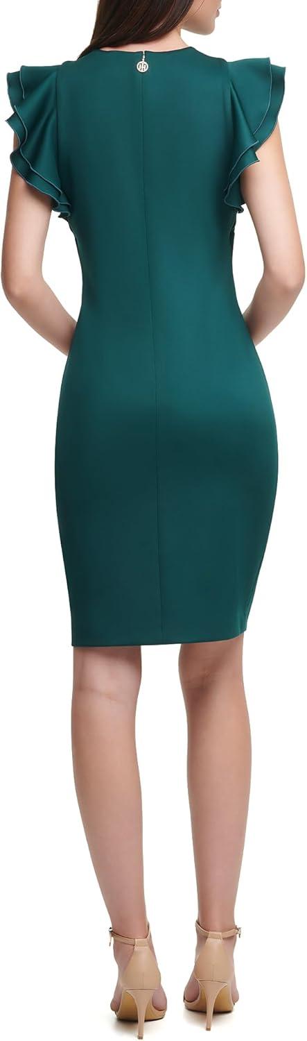 imageTommy Hilfiger Scuba Flutter Sleeve Sheath DressCypress
