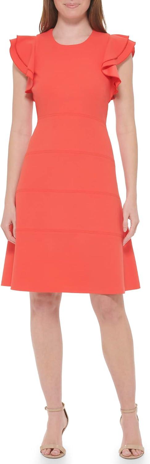 imageTommy Hilfiger Scuba Flutter Sleeve Sheath DressGuava