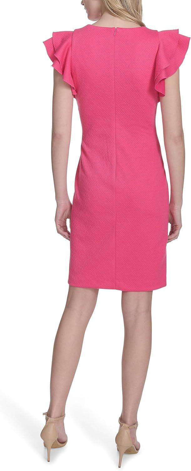 imageTommy Hilfiger Scuba Flutter Sleeve Sheath DressHot Pink