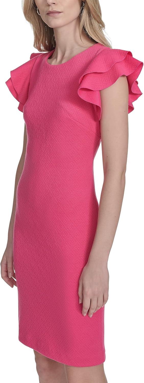 imageTommy Hilfiger Scuba Flutter Sleeve Sheath DressHot Pink