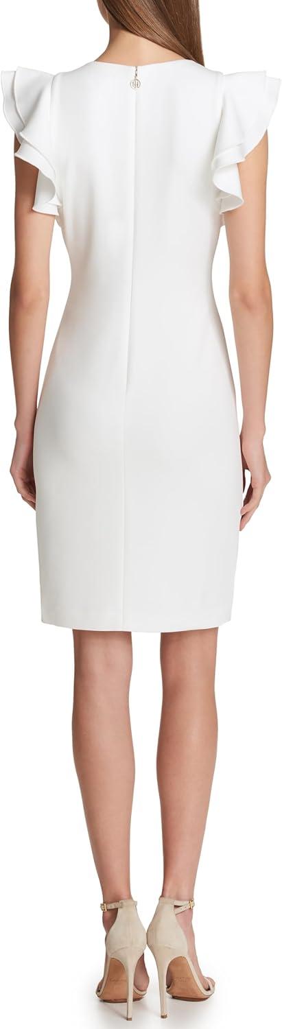imageTommy Hilfiger Scuba Flutter Sleeve Sheath DressIvory Multi