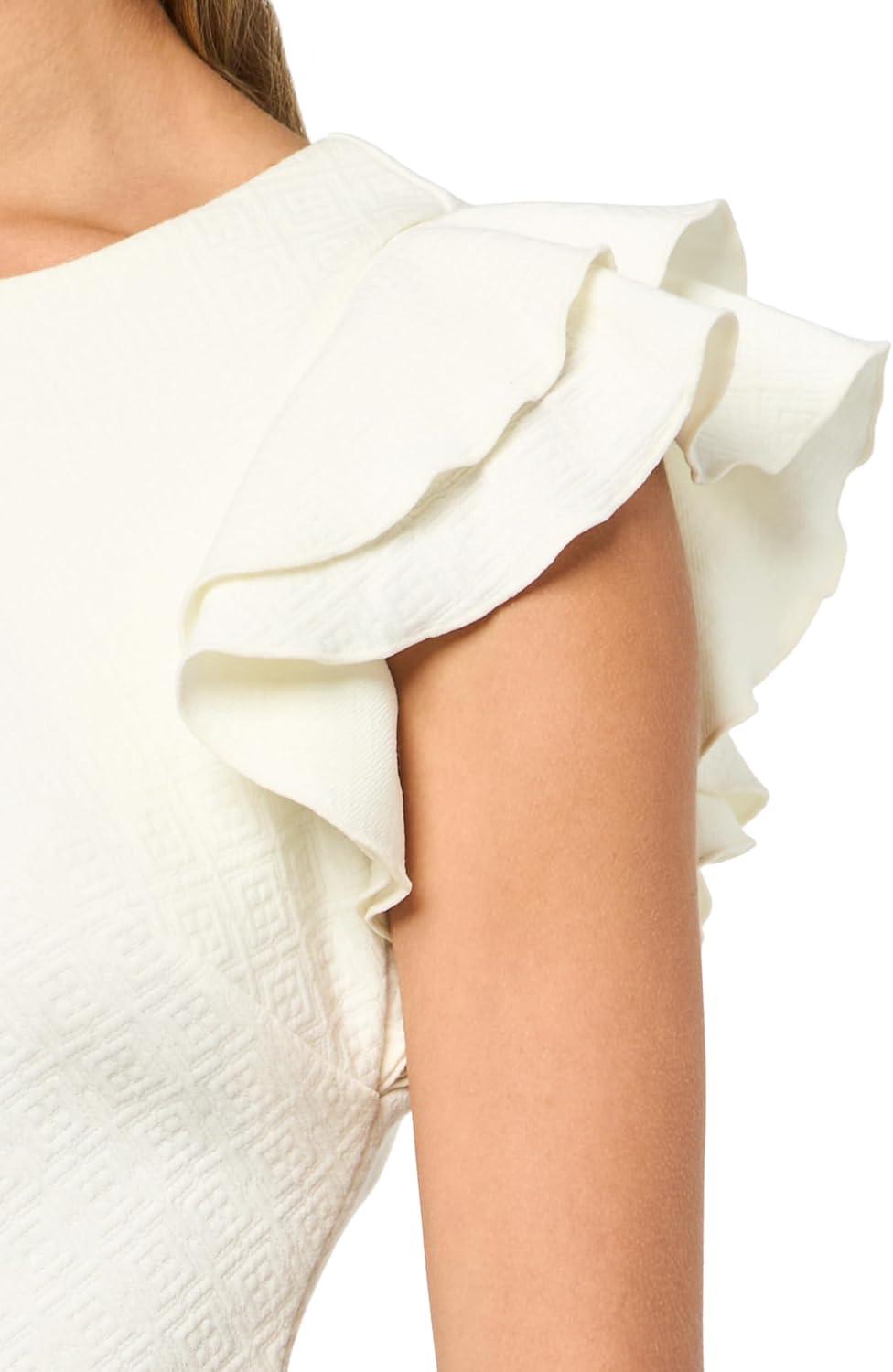 imageTommy Hilfiger Scuba Flutter Sleeve Sheath DressIvory White