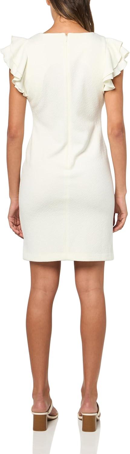 imageTommy Hilfiger Scuba Flutter Sleeve Sheath DressIvory White