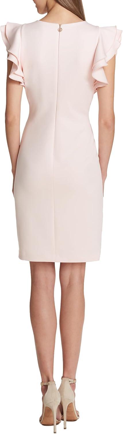 imageTommy Hilfiger Scuba Flutter Sleeve Sheath DressPowder