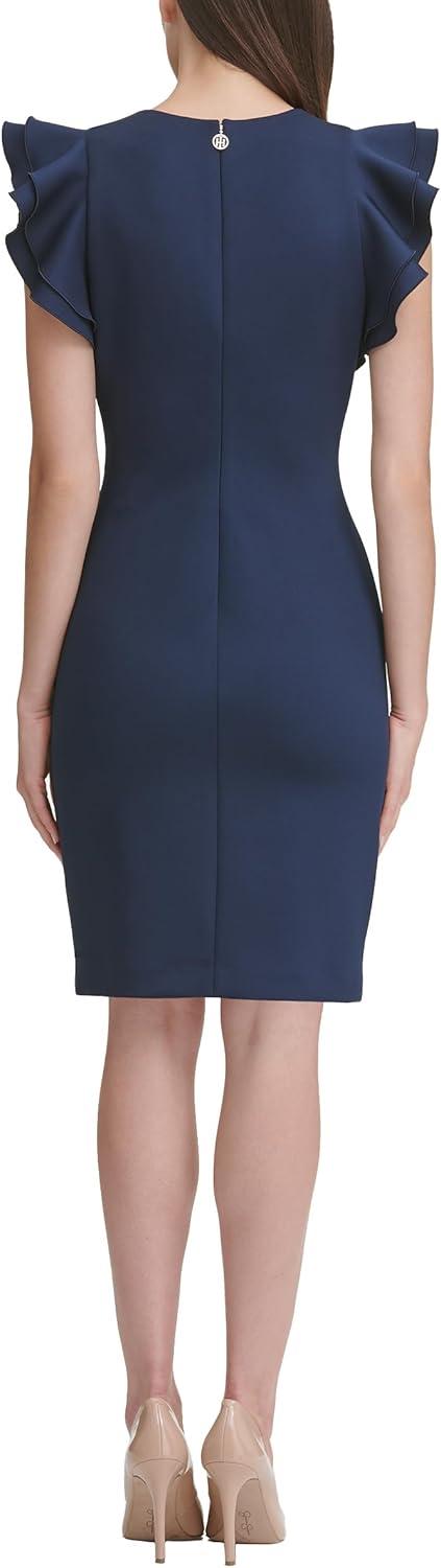 imageTommy Hilfiger Scuba Flutter Sleeve Sheath DressSky Captain