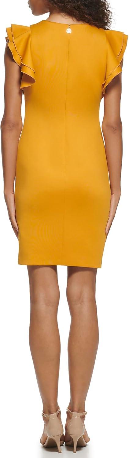 imageTommy Hilfiger Scuba Flutter Sleeve Sheath DressSunflower