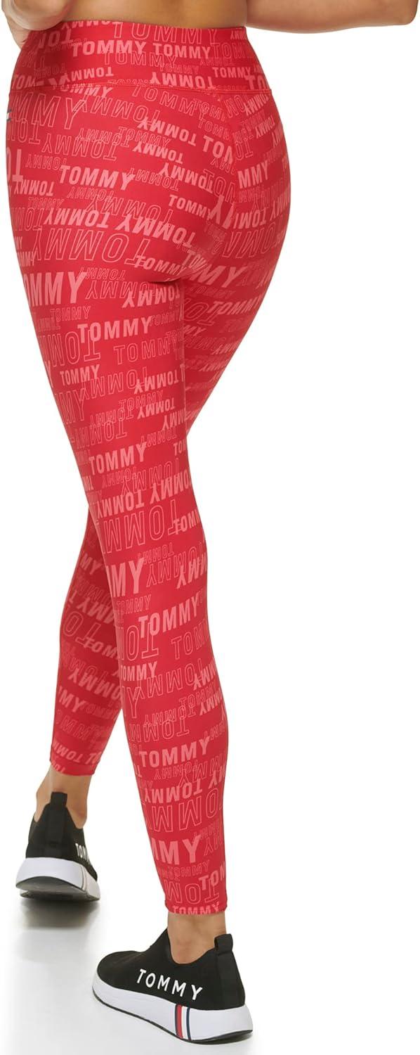 imageTommy Hilfiger Womens All Over Logo High Rise Performance LeggingRich Red