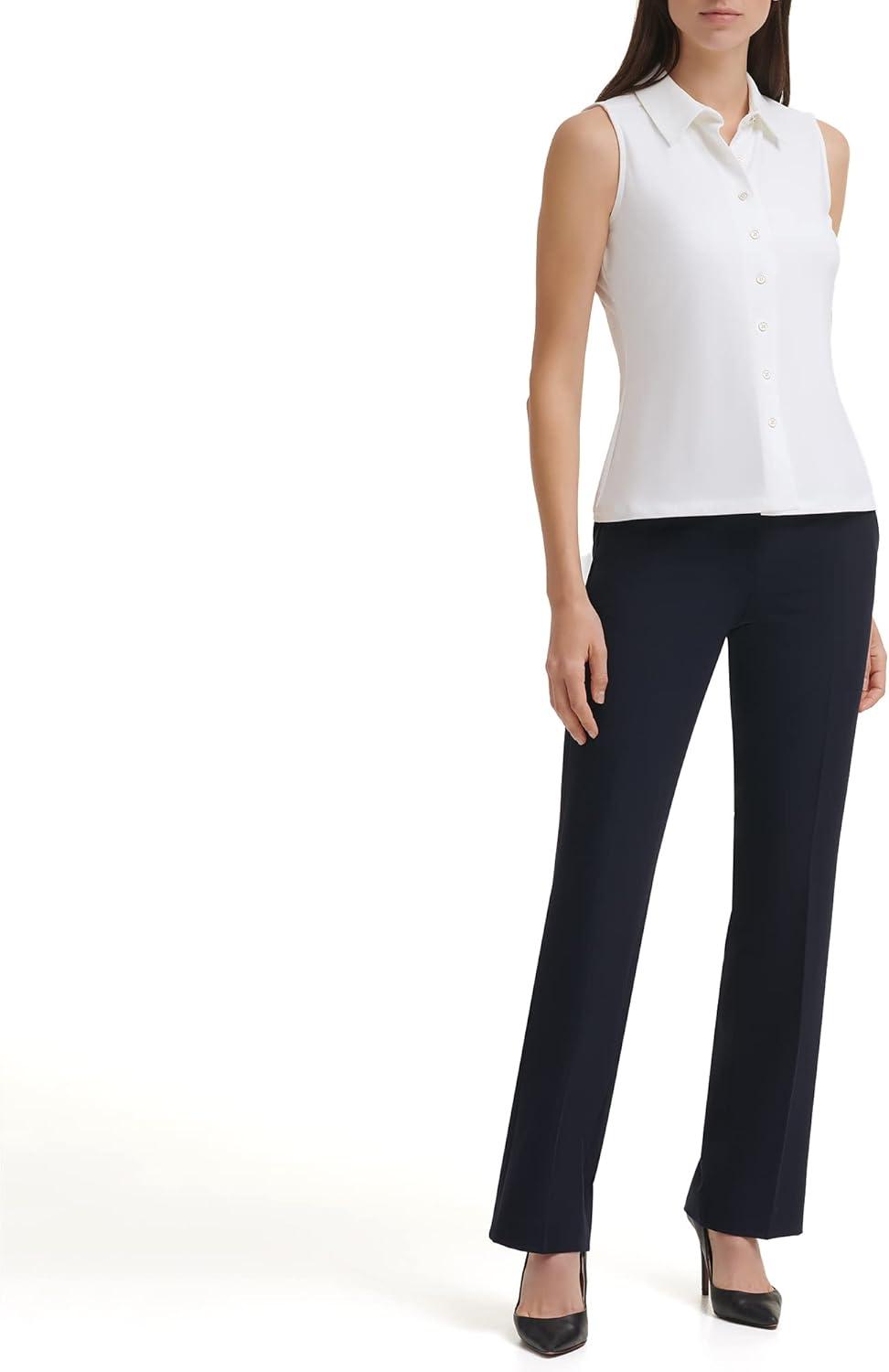 imageTommy Hilfiger Womens Classic Collared Button Front SleevelessKnit TopIvory