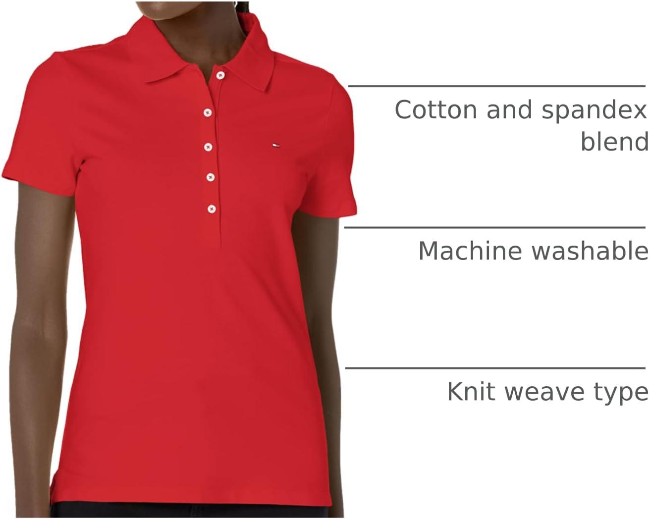 imageTommy Hilfiger Womens Classic Short Sleeve Core Pique Polo Standard and Plus SizeScarlet