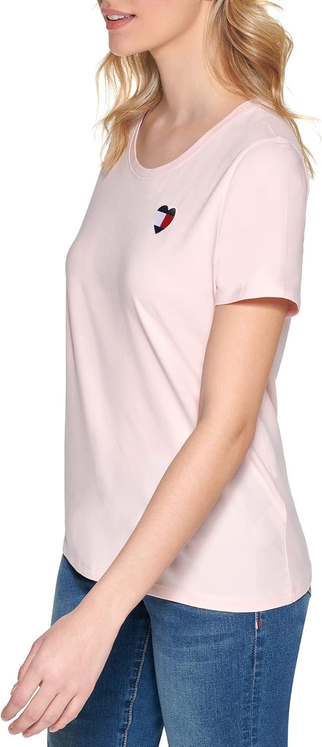 imageTommy Hilfiger Womens Crew Neck Logo TeeBallerina Pink Heart