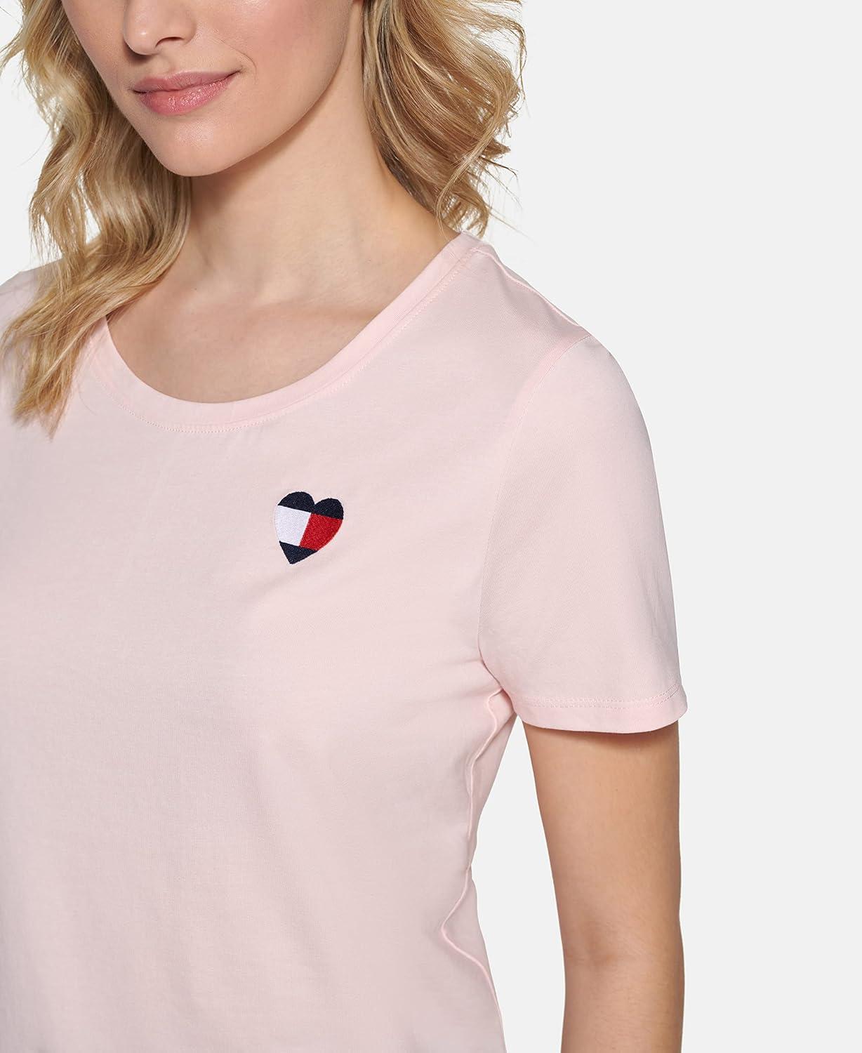 imageTommy Hilfiger Womens Crew Neck Logo TeeBallerina Pink Heart