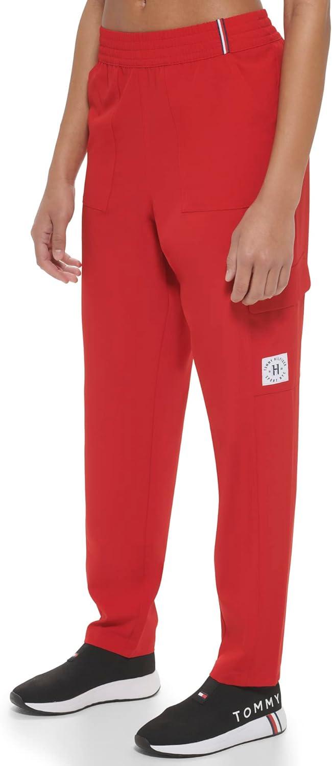 imageTommy Hilfiger Womens Elastic Waistband Breathable Cargo PantRich Red