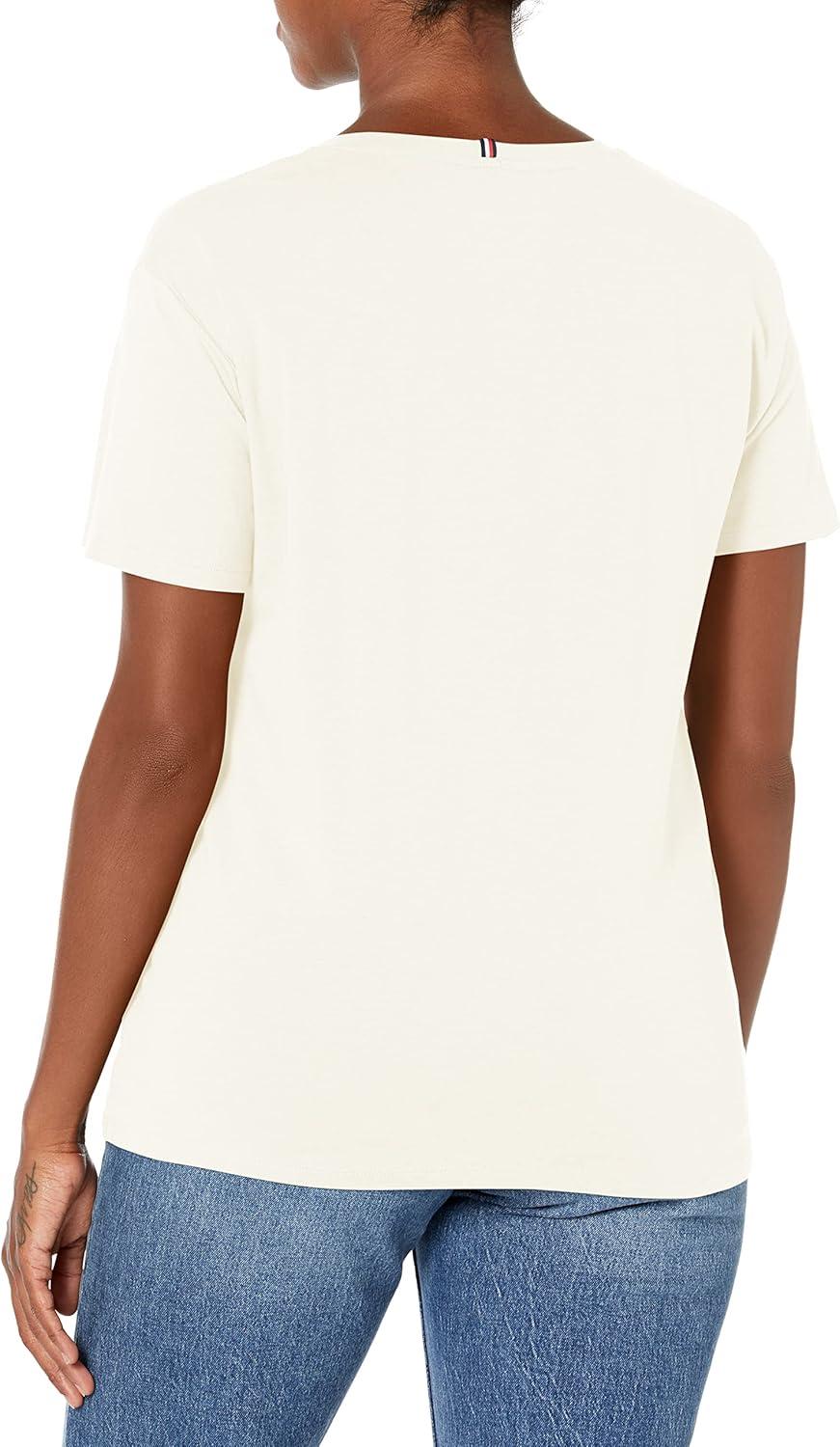 imageTommy Hilfiger Womens Front Pocket Boyfriend Fit Soft TshirtEggshell