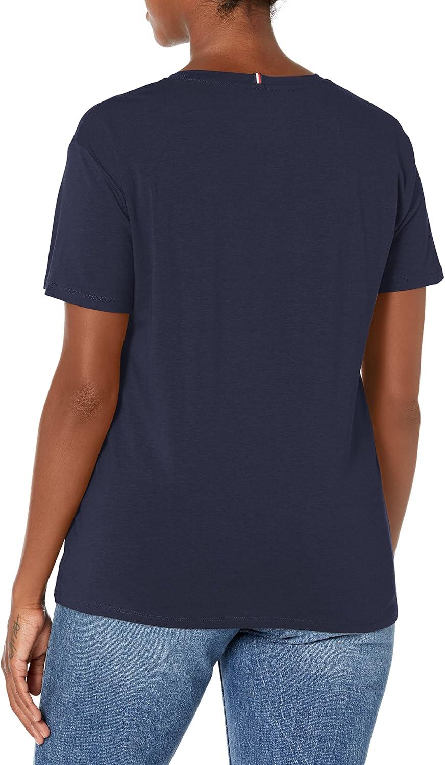 imageTommy Hilfiger Womens Front Pocket Boyfriend Fit Soft TshirtNavy