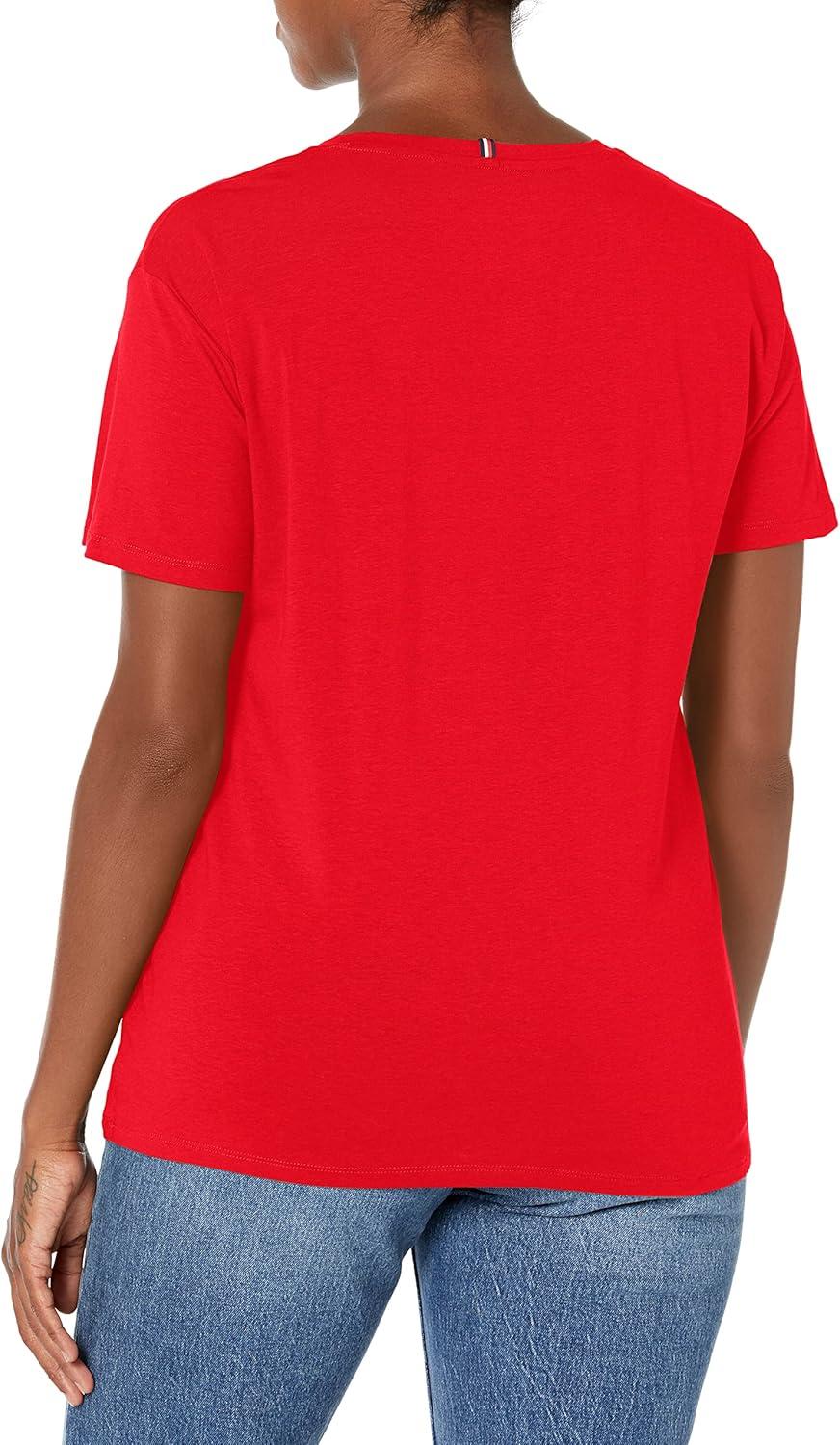imageTommy Hilfiger Womens Front Pocket Boyfriend Fit Soft TshirtRich Red