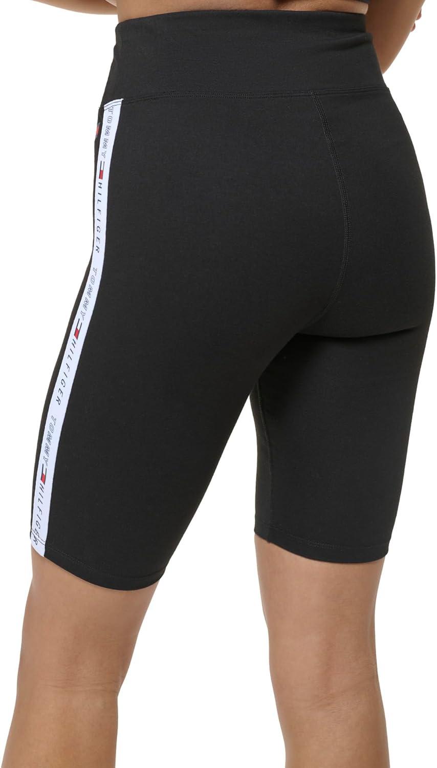 imageTommy Hilfiger Womens High Waisted Logo Tape Biker ShortsBlack