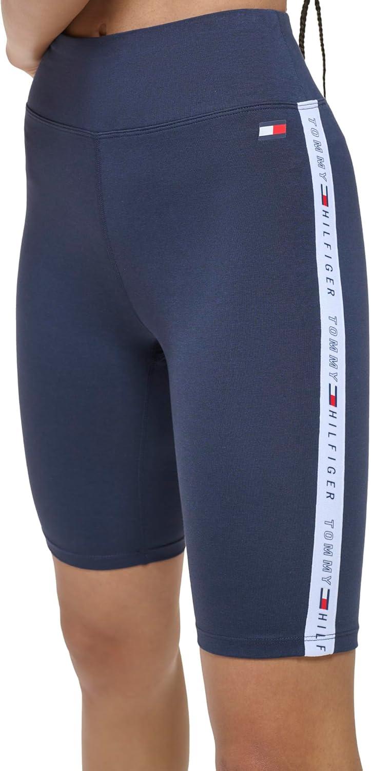 imageTommy Hilfiger Womens High Waisted Logo Tape Biker ShortsNavy