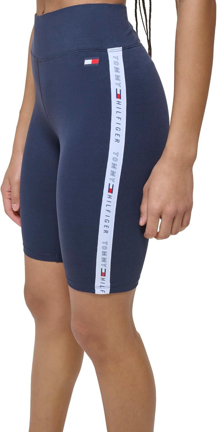 imageTommy Hilfiger Womens High Waisted Logo Tape Biker ShortsNavy