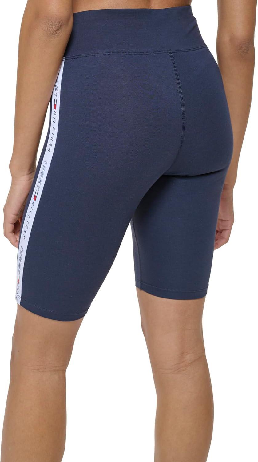 imageTommy Hilfiger Womens High Waisted Logo Tape Biker ShortsNavy