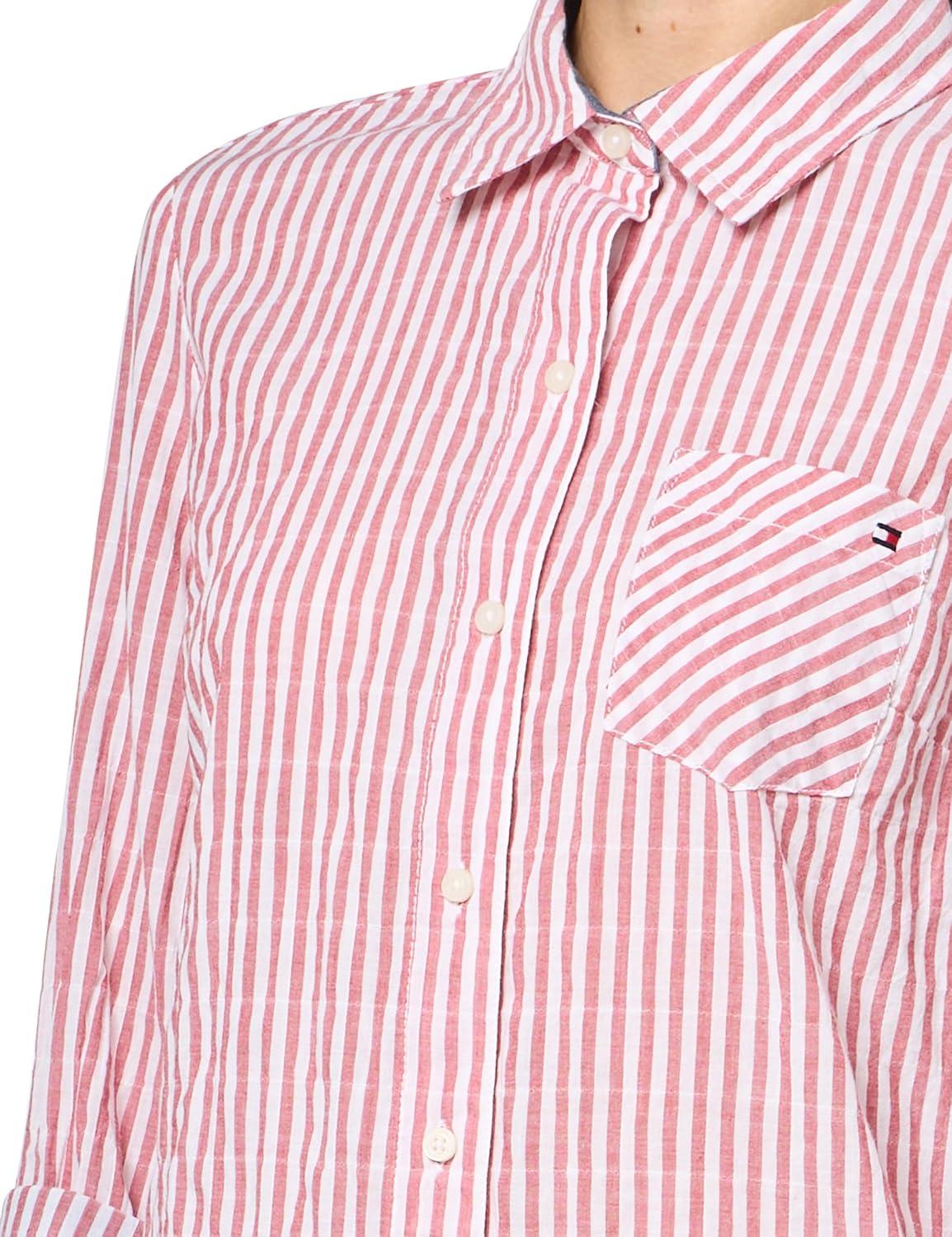 imageTommy Hilfiger Womens Lightweight Logo Hoodie SweatshirtRedWhite