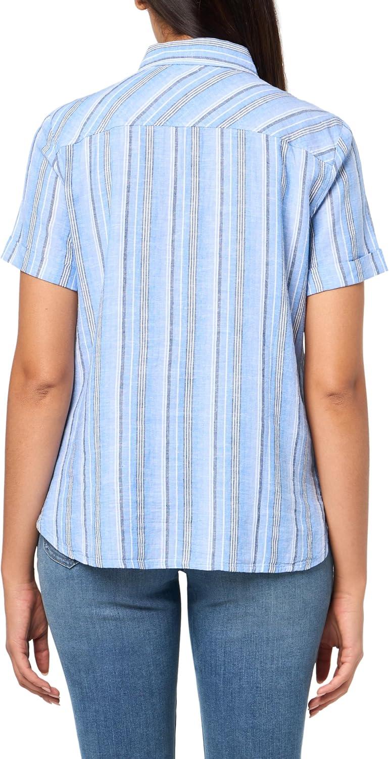 imageTommy Hilfiger Womens Linen Pocket Logo Camp ShirtBlue Multi