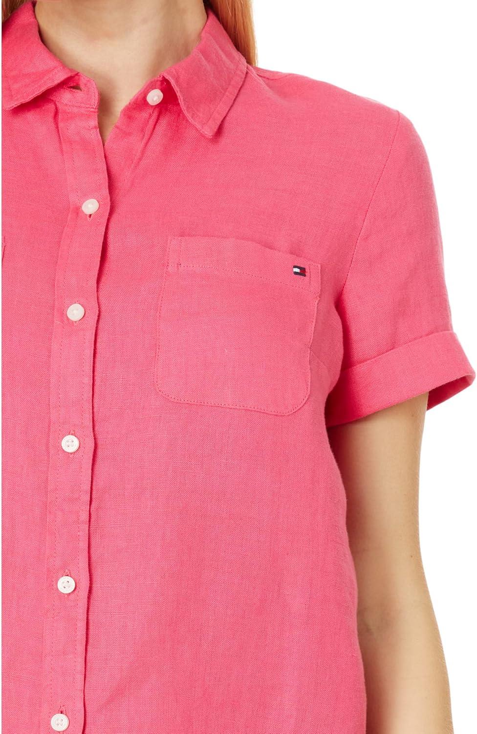 imageTommy Hilfiger Womens Linen Pocket Logo Camp ShirtRosette