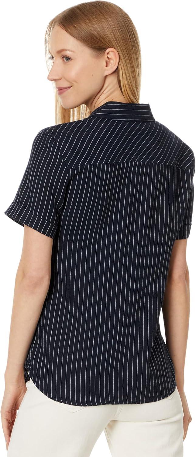 imageTommy Hilfiger Womens Linen Pocket Logo Camp ShirtSky CaptainBright White