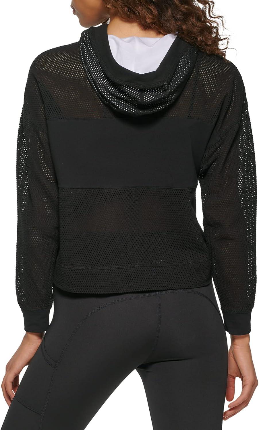 imageTommy Hilfiger Womens Logo Mesh Hoodie SweatshirtBlack
