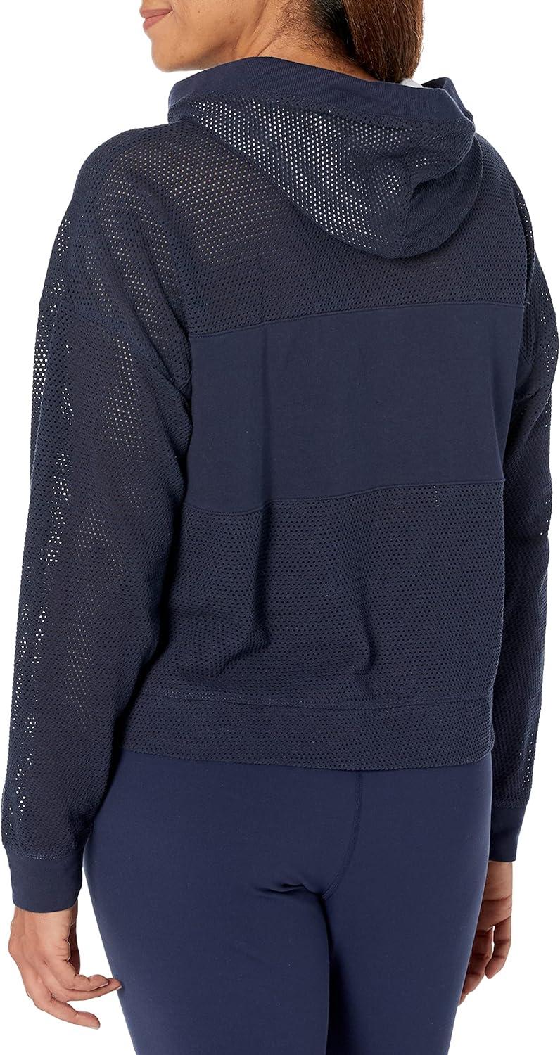 imageTommy Hilfiger Womens Logo Mesh Hoodie SweatshirtNavy