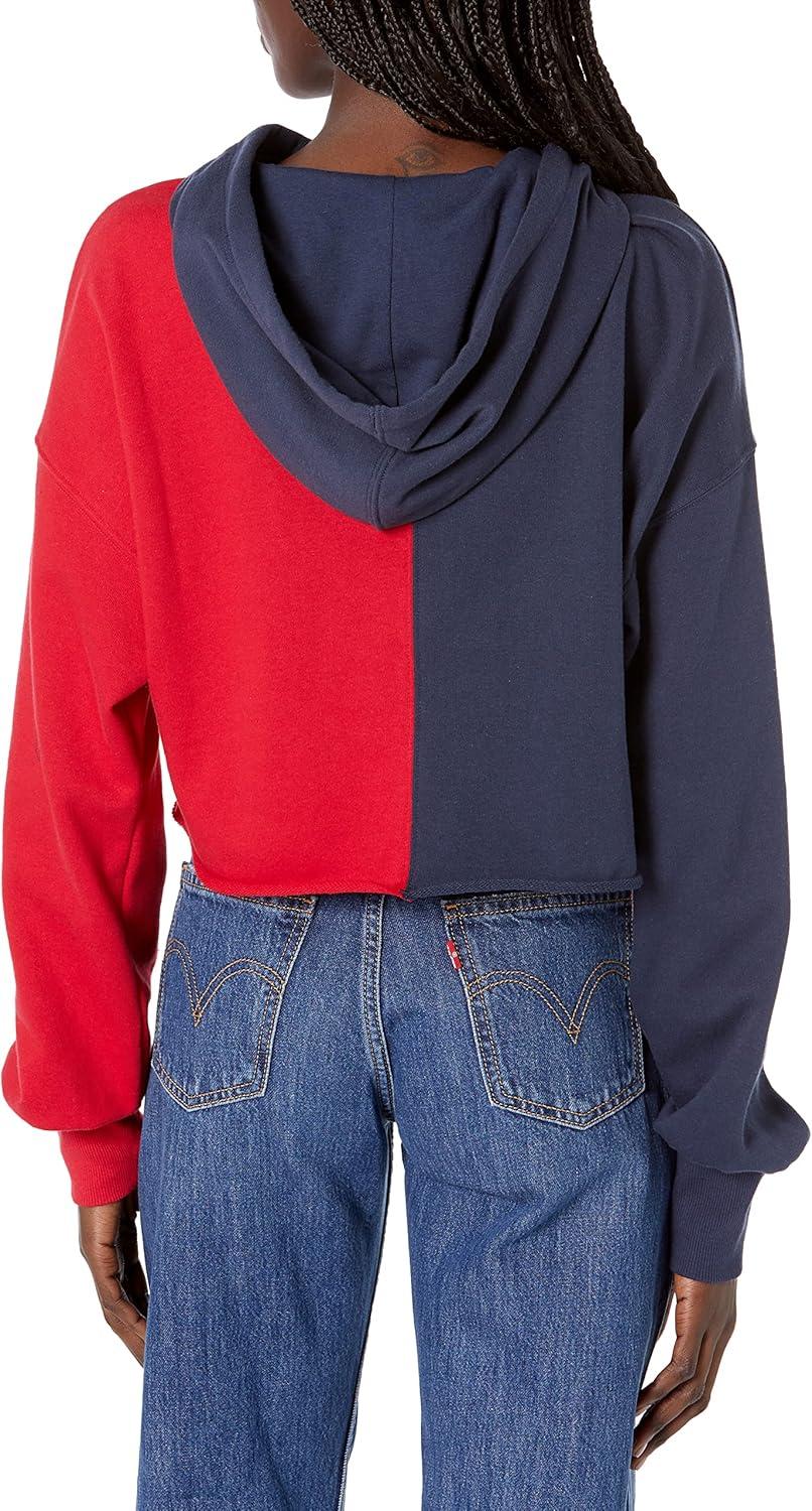 imageTommy Hilfiger Womens Logo Mesh Hoodie SweatshirtNavyRich Red