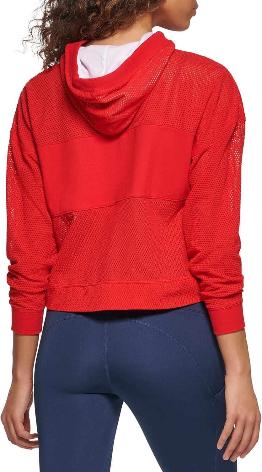 imageTommy Hilfiger Womens Logo Mesh Hoodie SweatshirtRich Red