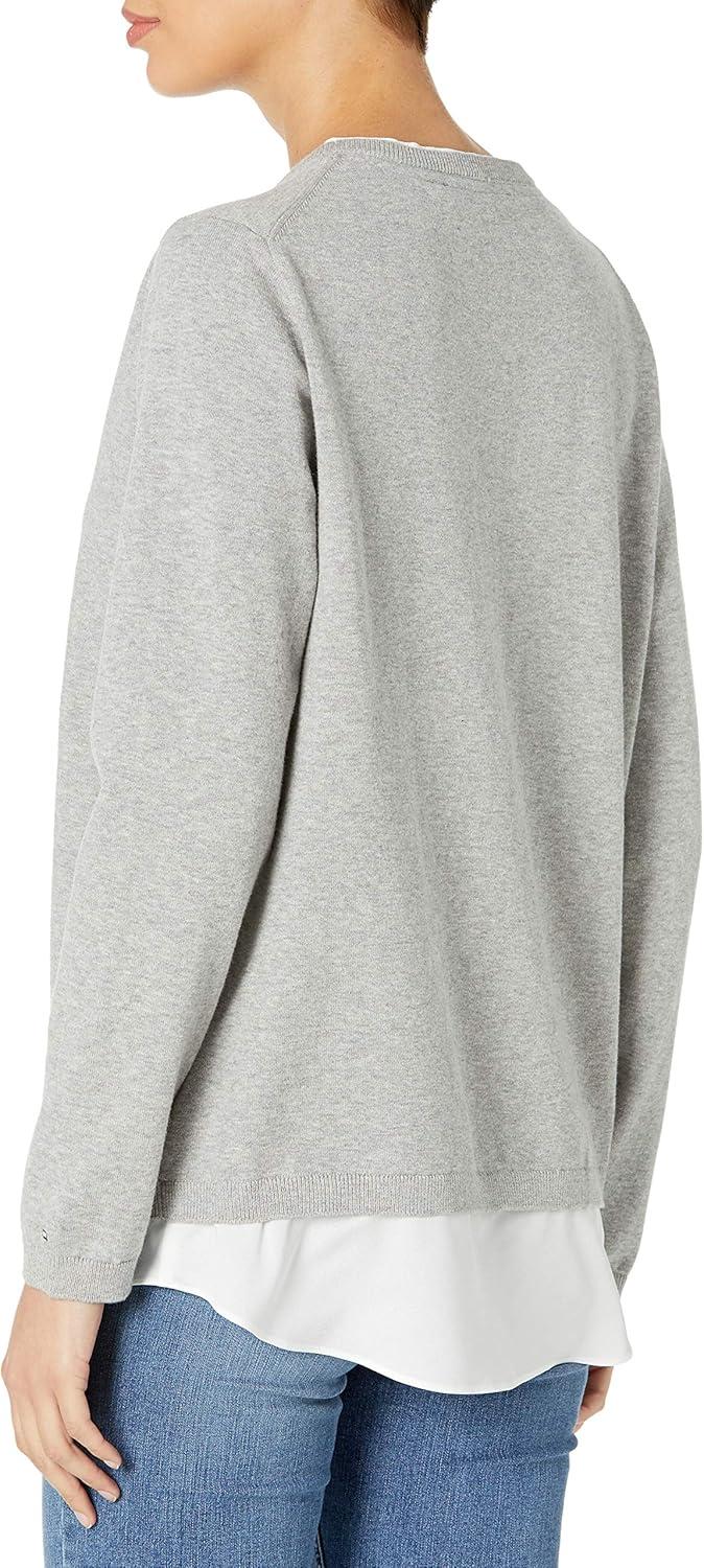 imageTommy Hilfiger Womens Long Sleeve Casual ShirtMed Htr GreyIvory
