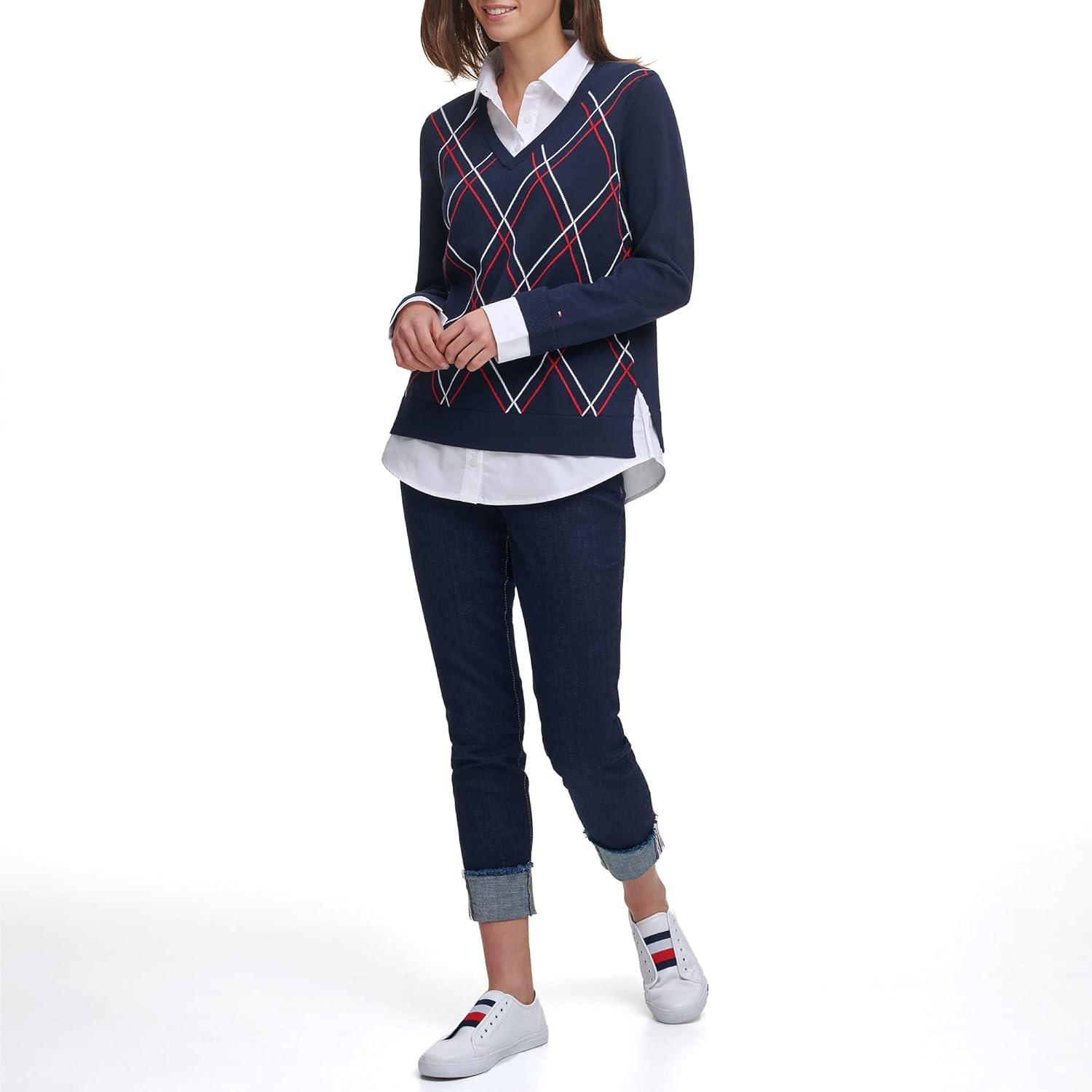 imageTommy Hilfiger Womens Long Sleeve Casual ShirtSky Captain Multi