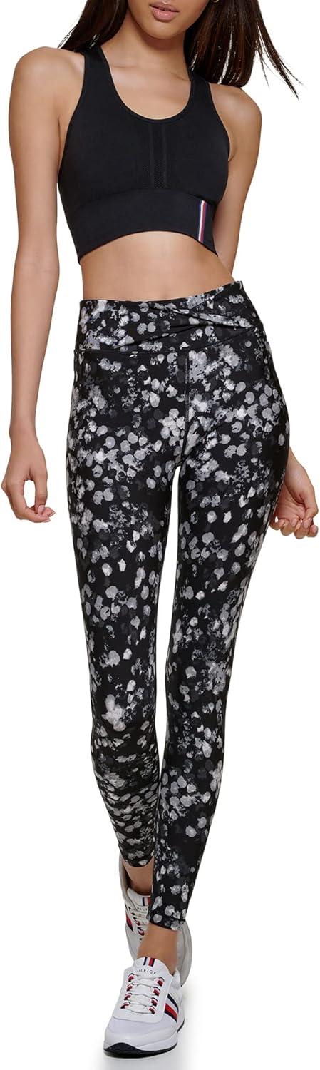 imageTommy Hilfiger Womens Printed High Rise Performance LeggingBlack