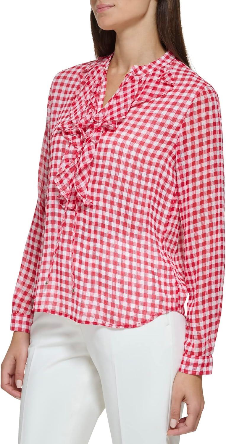 imageTommy Hilfiger Womens Printed Long Sleeve Floral TopScarletIvory