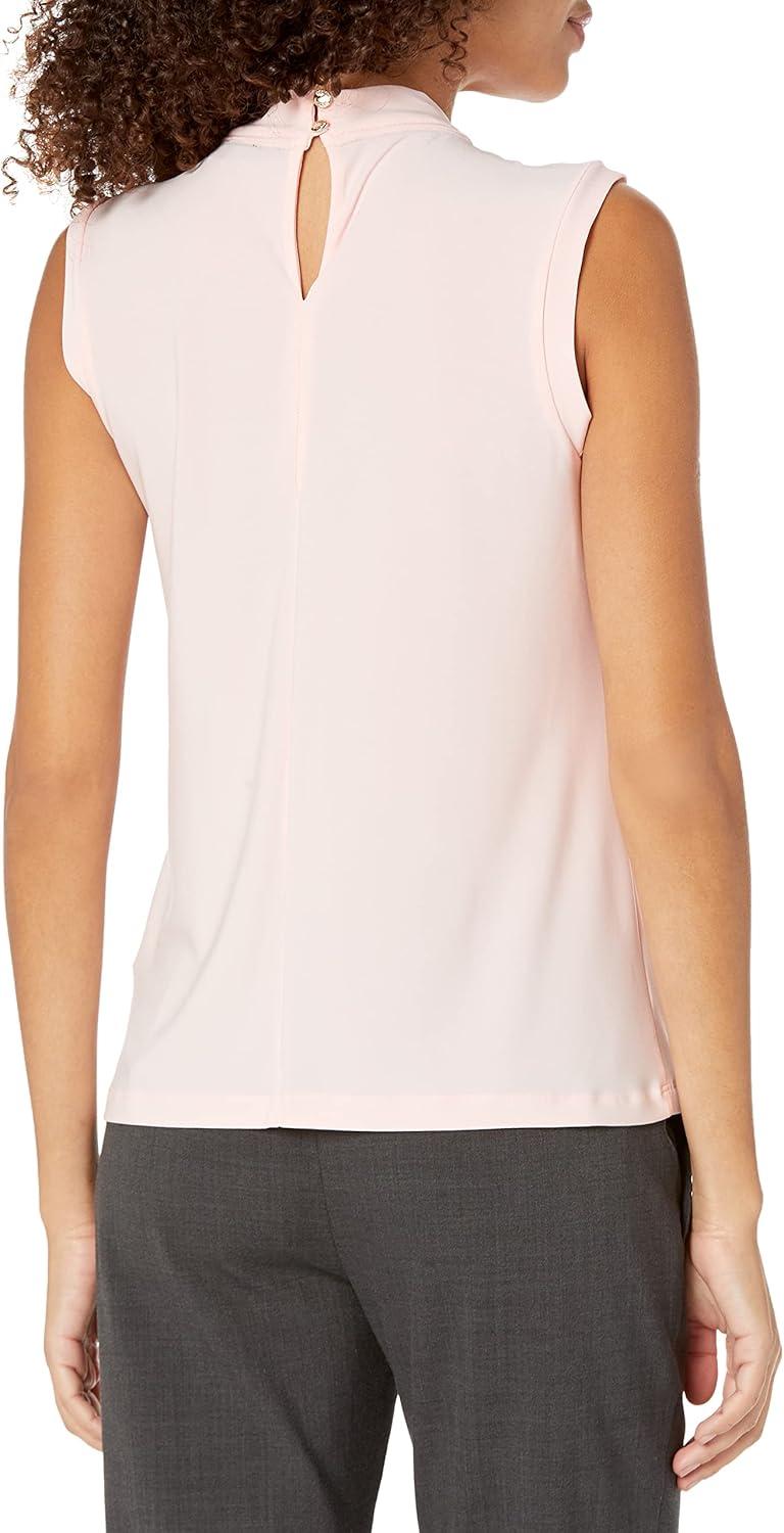 imageTommy Hilfiger Womens Sleeveless Knot Blouse Business Casual Womens Tops with Knotted NecklineBallerina