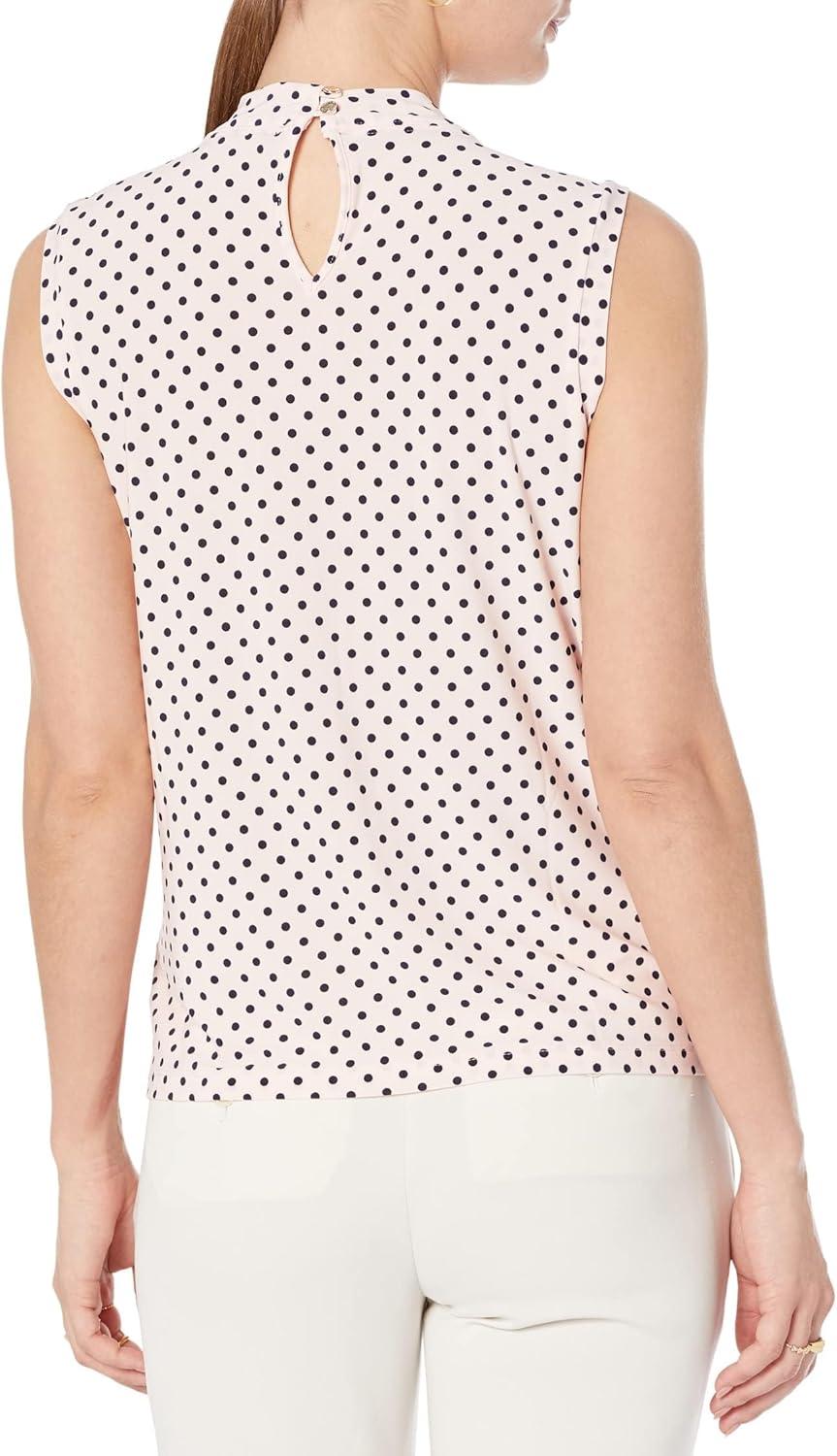 imageTommy Hilfiger Womens Sleeveless Knot Blouse Business Casual Womens Tops with Knotted NecklineBallerinaMidnight