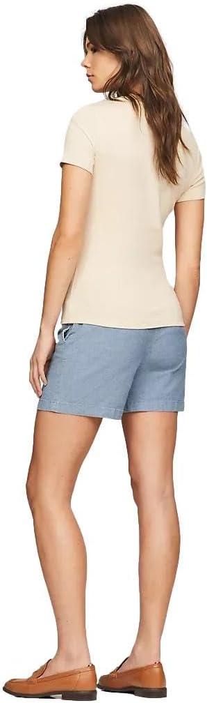 imageTommy Hilfiger Womens Striped Logo Graphic TShirtBeige Heather