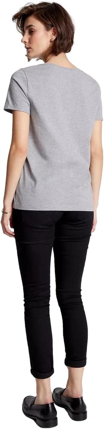 imageTommy Hilfiger Womens Striped Logo Graphic TShirtEmbroideredlogo Smoke Grey Heather