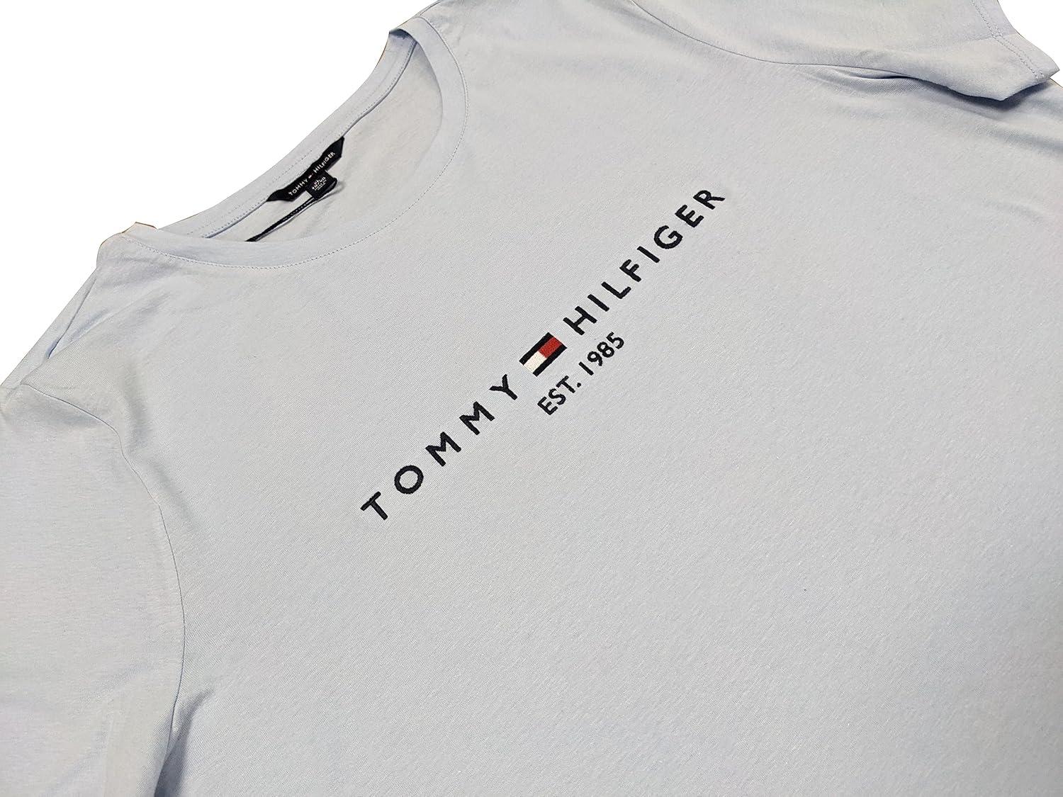 imageTommy Hilfiger Womens Striped Logo Graphic TShirtLight Blue Est 1985