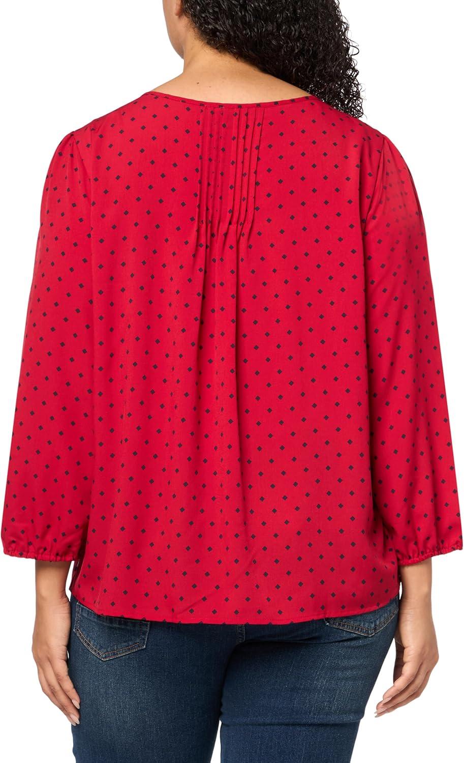 imageTommy Hilfiger Womens Tommy Hilfiger Womens Crinkle Pintuck BlouseChili PepperSky Captain