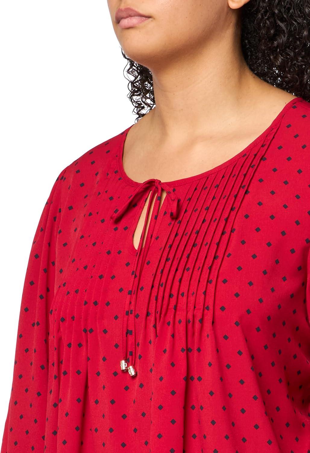 imageTommy Hilfiger Womens Tommy Hilfiger Womens Crinkle Pintuck BlouseChili PepperSky Captain